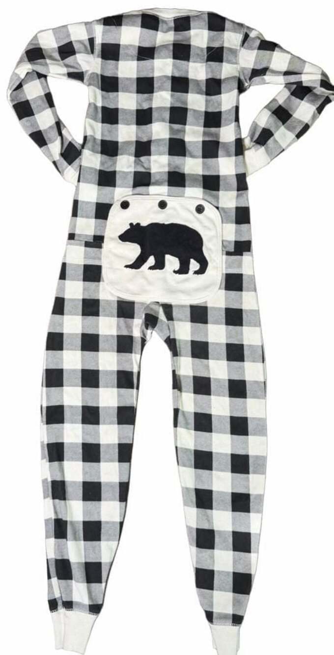 Little Blue House black and White Buffalo Plaid Bear Pjs Size 4
